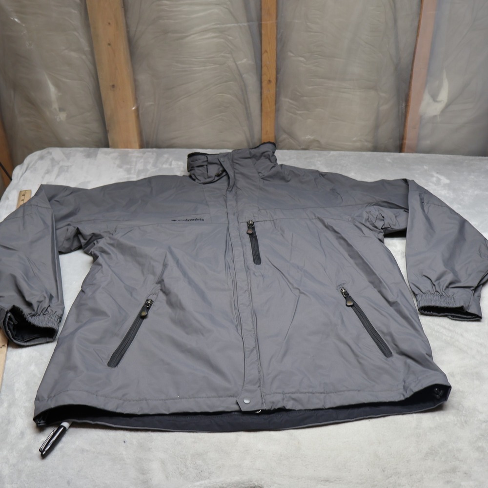 Columbia Jacket Mens Large Gray Whirlibird Full Zip Wind Rain Light 3in1 Shell